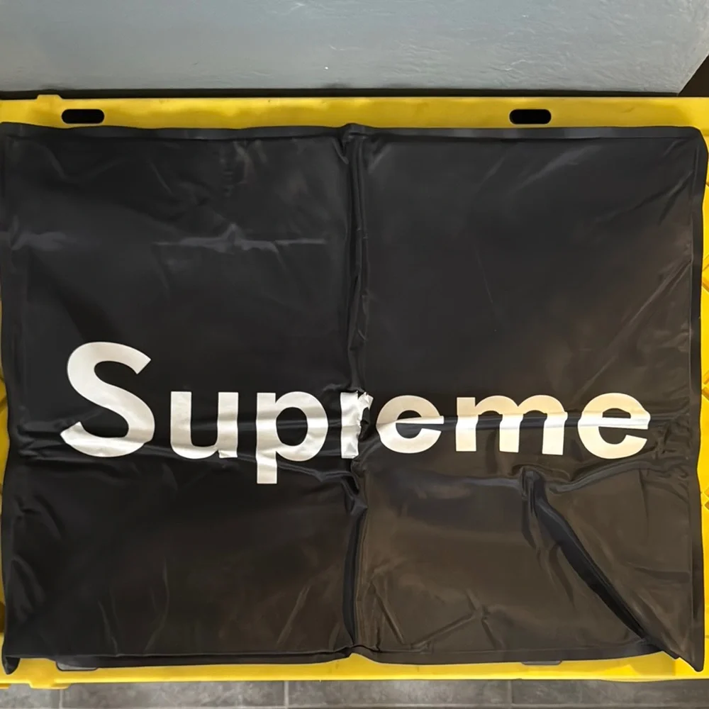 Supreme Black and White Logo Cushion